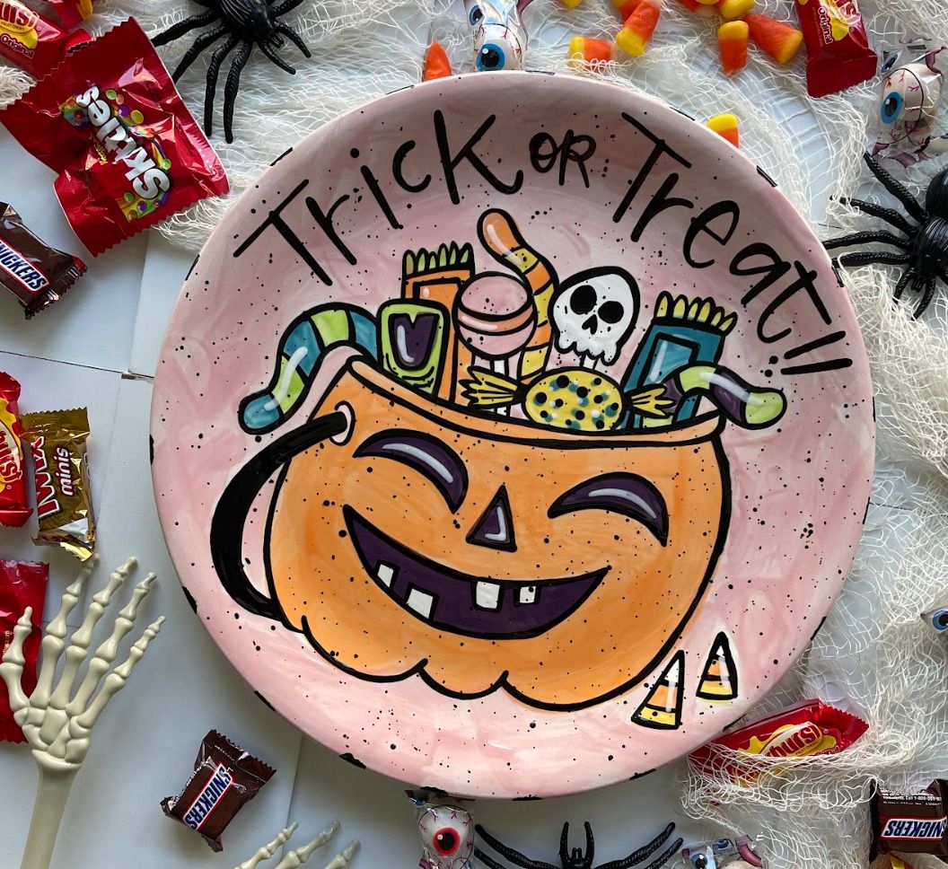 PYOP Trick or Treat Plate (Paint Your Own Pottery) with Jenny Sue