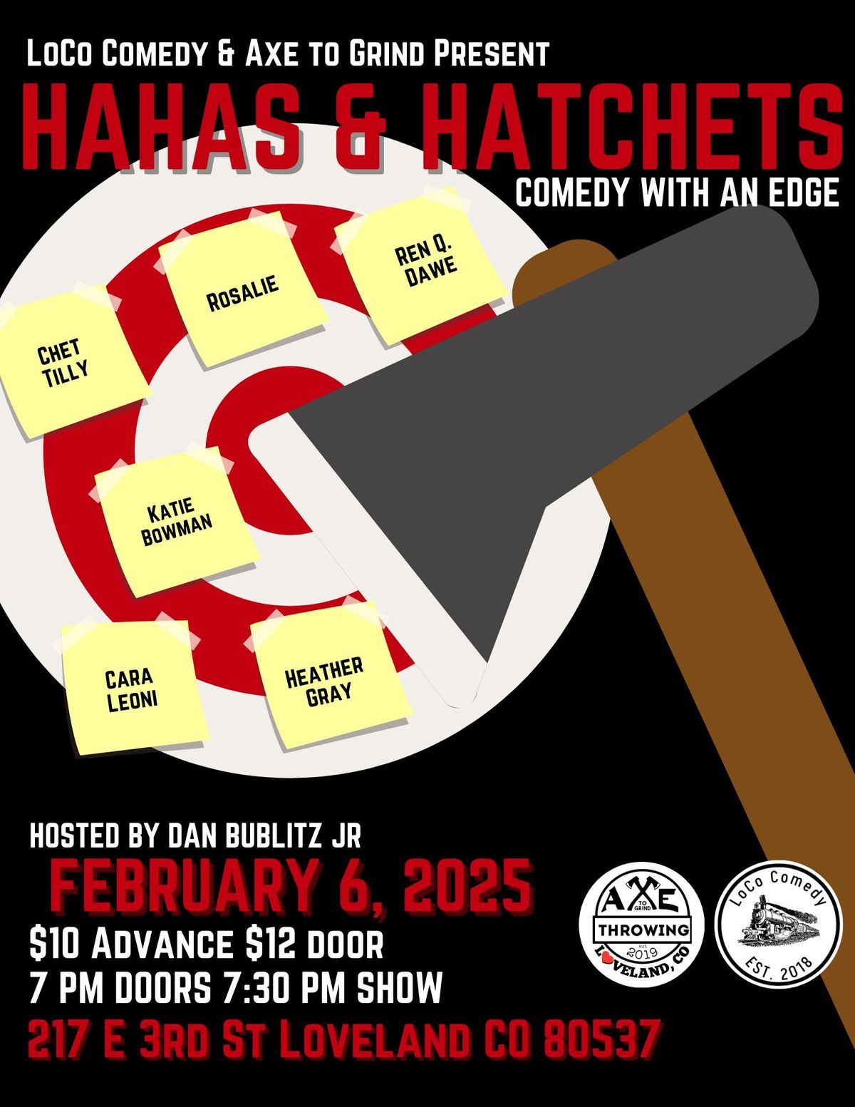 Hahas and Hatchets: Comedy With An Edge February 6, 2025