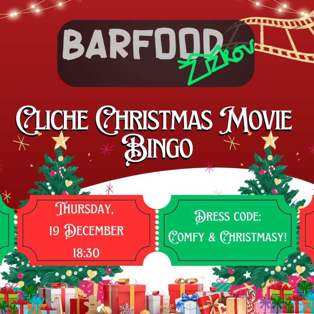 \ud83c\udfa5Clich\u00e8 Christmas Movie Bingo at BarFood\ud83c\udf84