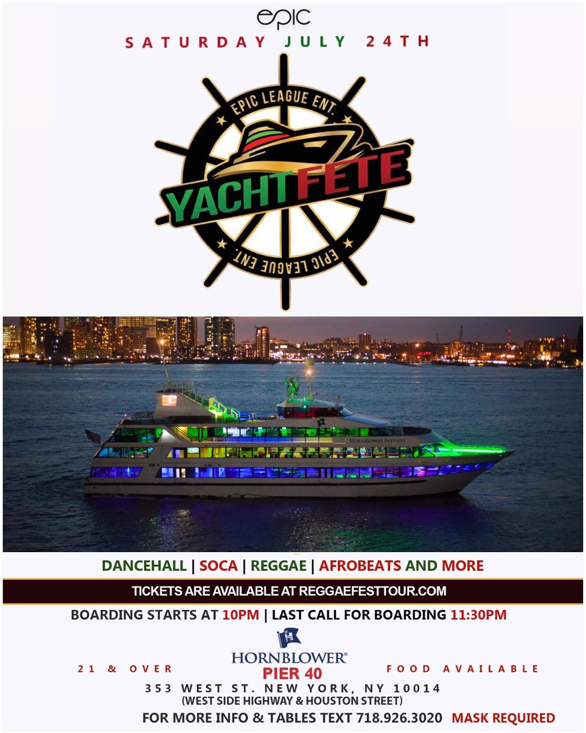 Yacht Fete Dancehall Vs. Soca on The Hornblower Infinity