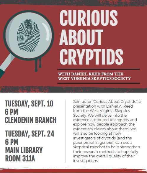 Exploring Cryptids with the WV Skeptics Society - Main Library Room 311A