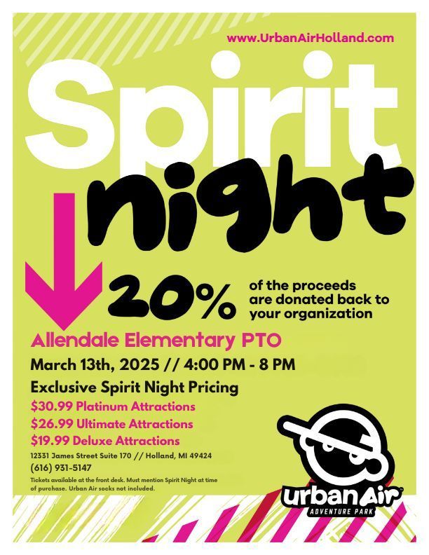 Allendale Public Schools Spirit Night @ Urban Air Holland