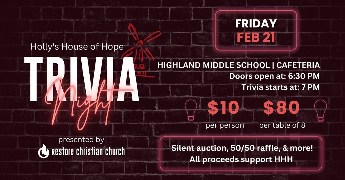 Holly's House of Hope Trivia Night Fundraiser