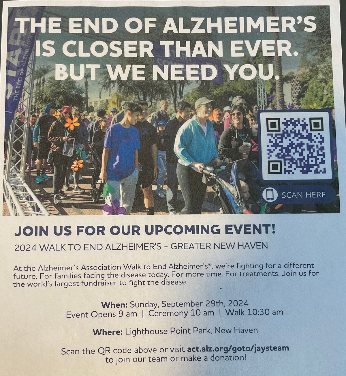 2024 Walk to end Alzheimer\u2019s Greater New Haven 