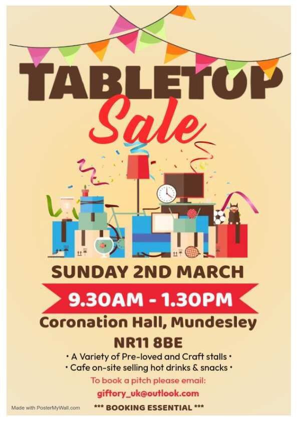 Giftory - Tabletop Sale ~ Coronation Hall, Mundesley