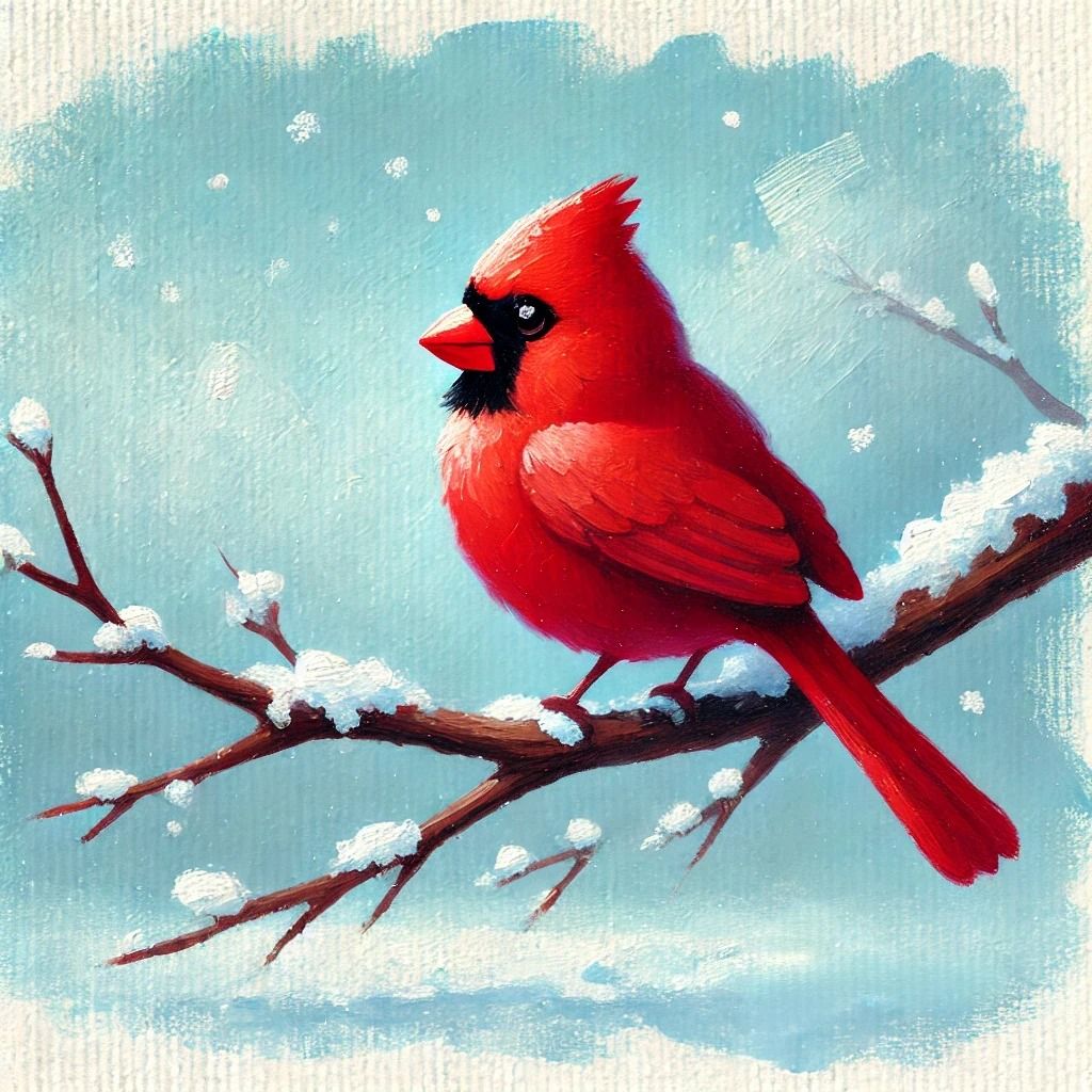 Cardinal in the Snow- Acrylic Painting Class \u2013 1\/18\/2025