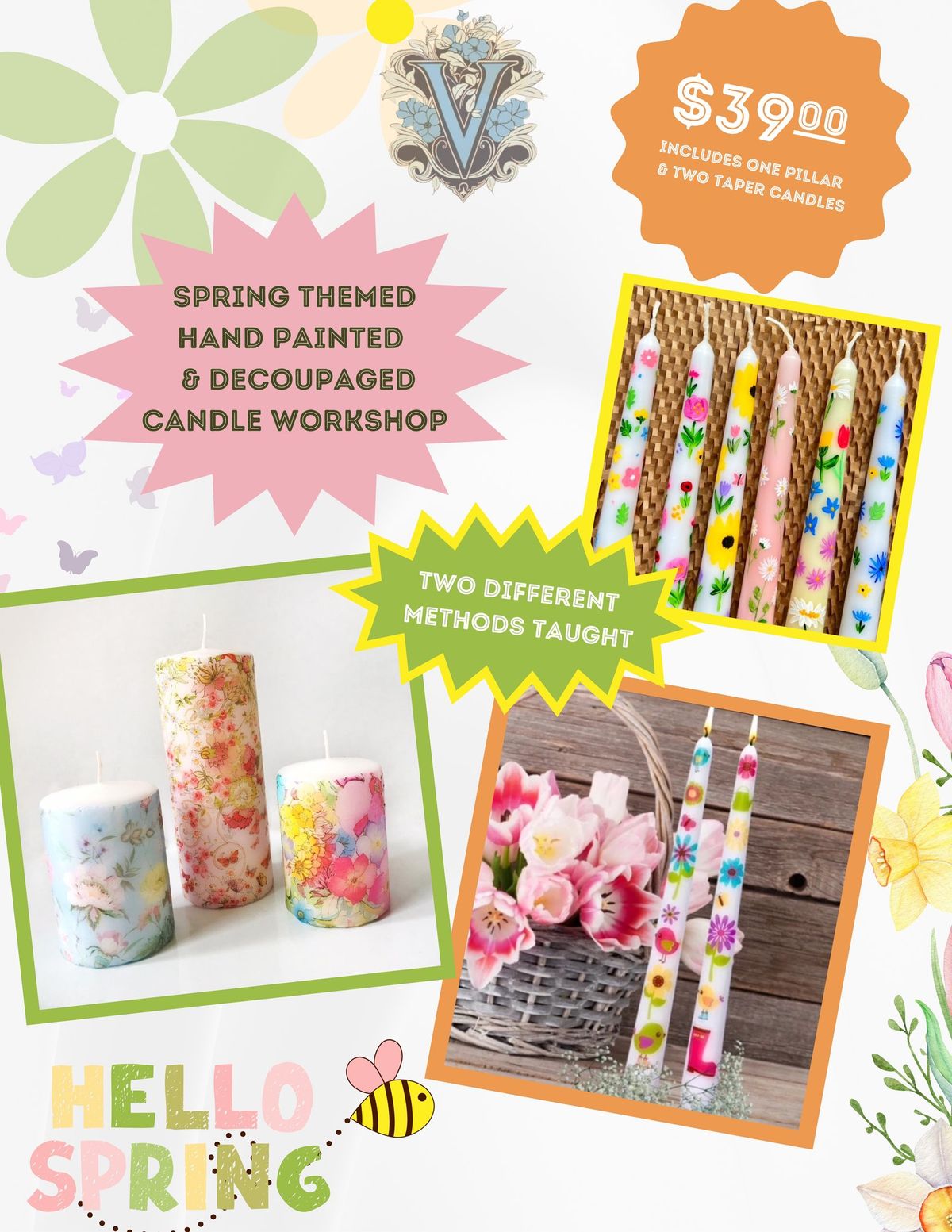 Hand Painted & Decoupaged Candle Workshop  