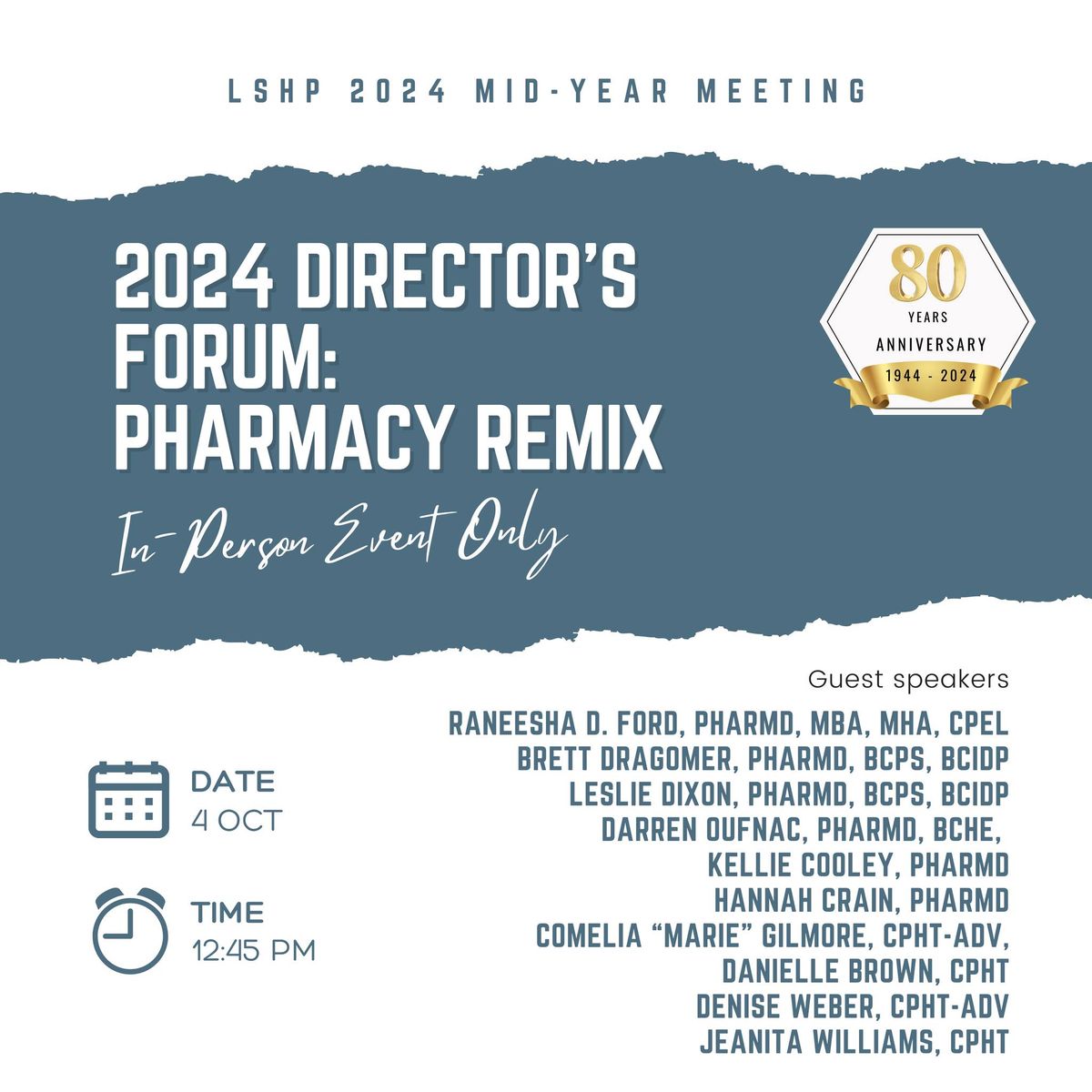 LSHP 2024 Pharmacy Director's Forum & Reverse Expo