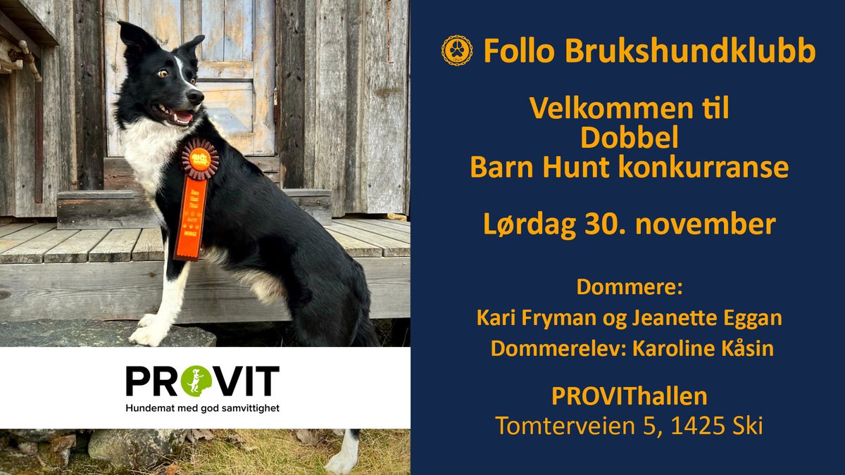 Dobbel Barn Hunt konkurranse - FULLTEGNET!