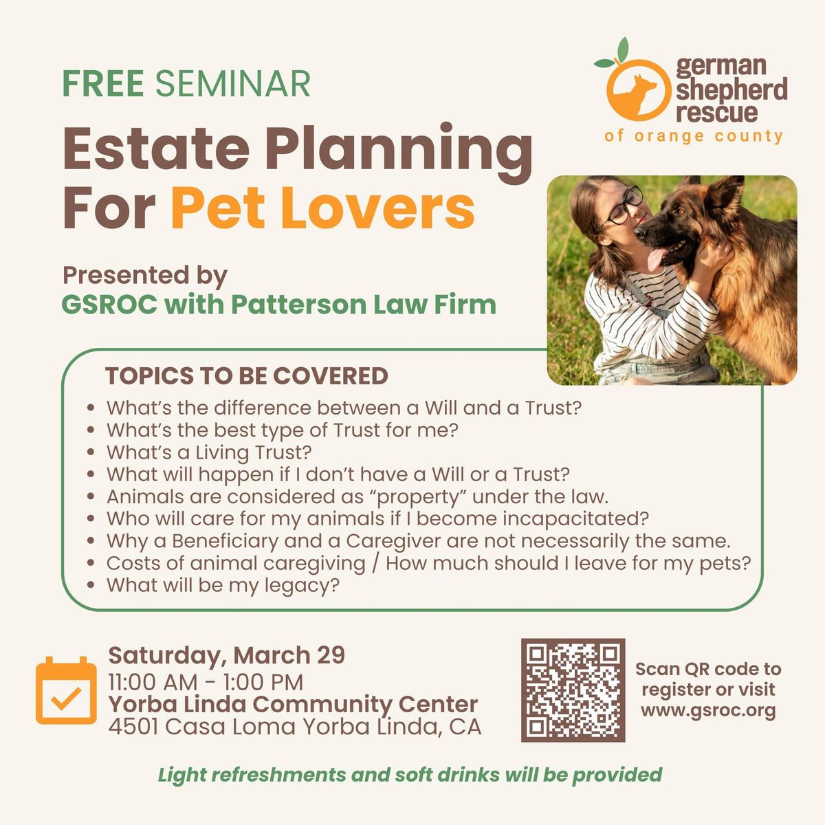 FREE Estate Planning Seminar for Pet Lovers