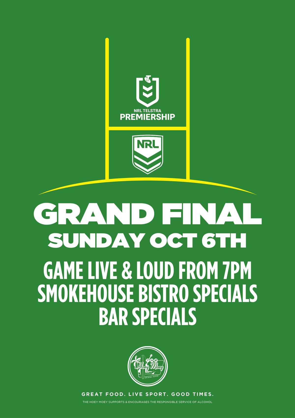 NRL Grand Final- LIVE + LOUD at The Hoey ! 