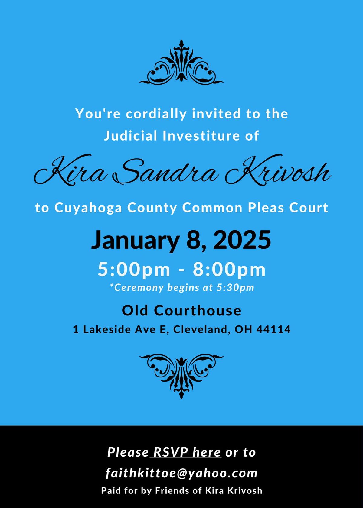 Swearing in Ceremony for Kira Sandra Krivosh (Judicial Investiture)