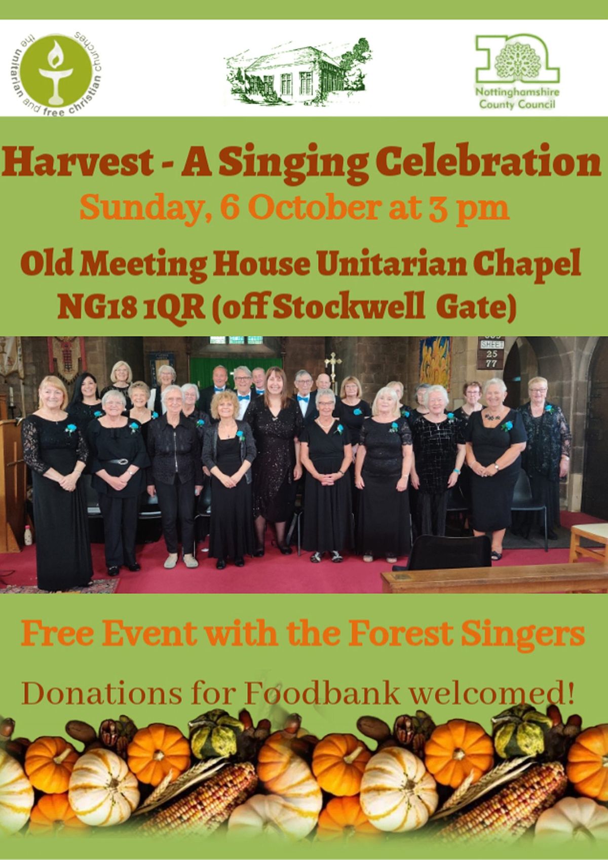 The Old Meeting House Unitarian Chapel Harvest Concert with Forest Singers in aid of the food bank