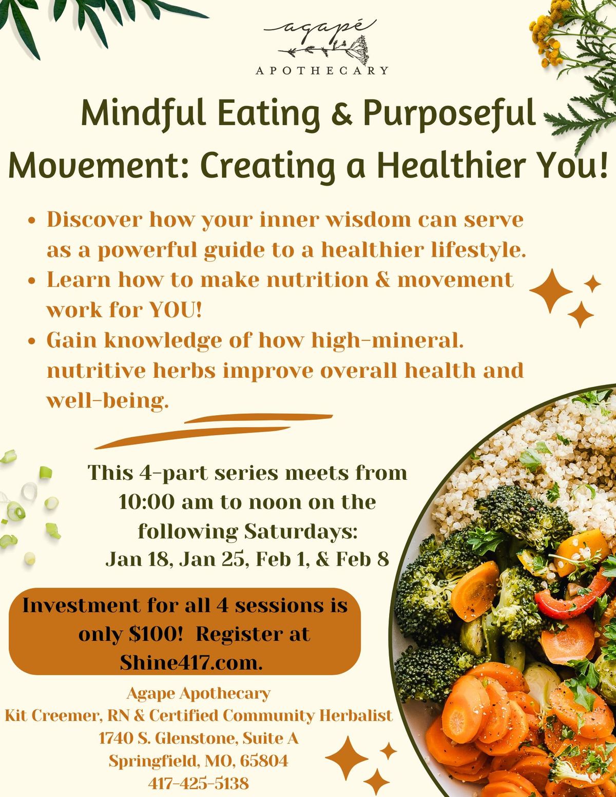 Mindful Eating & Purposeful Movement:  Creating a Healthier You!