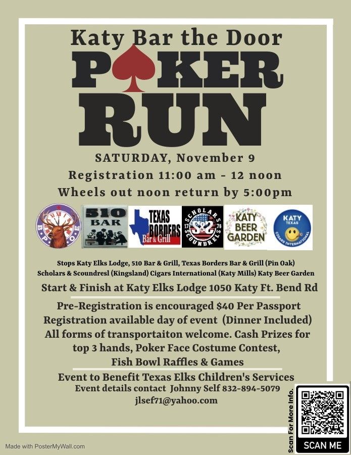 Katy Bar the Door Poker Run NOV 9th 2024.