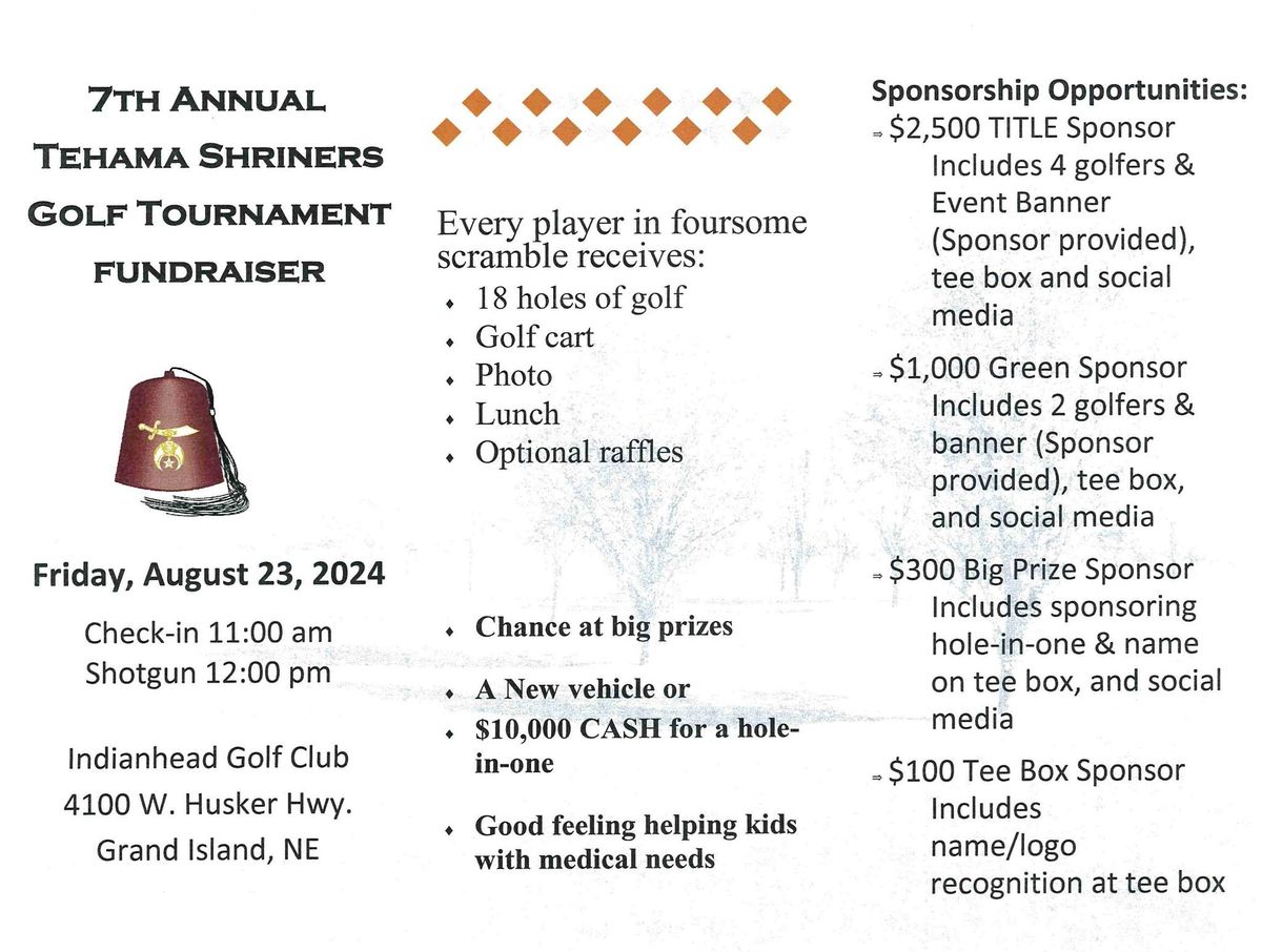 7th Annual Tehama Shrine Golf Tournament