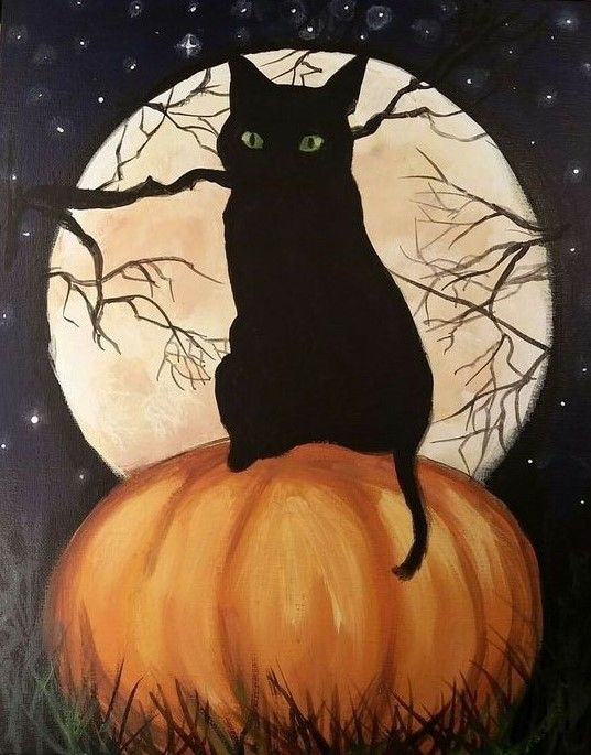 Black Cat in the Moonlight 13&Up Paint Night