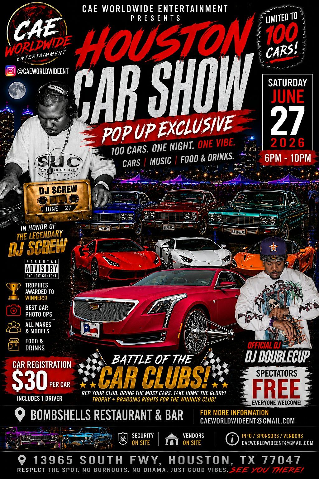 June 27th HOUSTON CAR SHOW (Pop Up Exclusive)