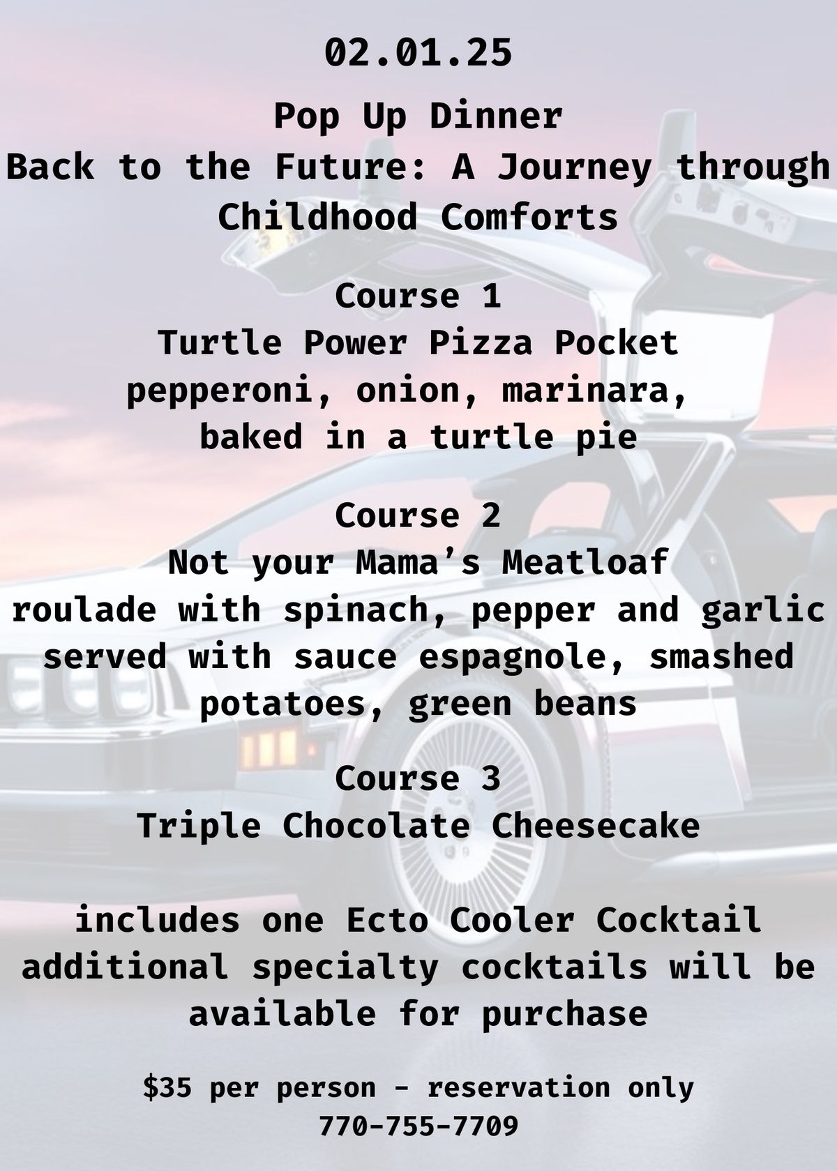 Pop up dinner - Back to the Future - a journey through childhood comforts