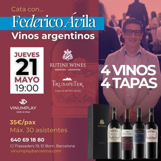 Cata argentina gourmet: 4 vinos seleccionados y 4 tapas