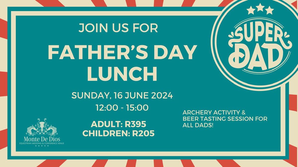Monte de Dios Fathers Day Buffet with Activity and Complimentary Welcome Drink for Dad 