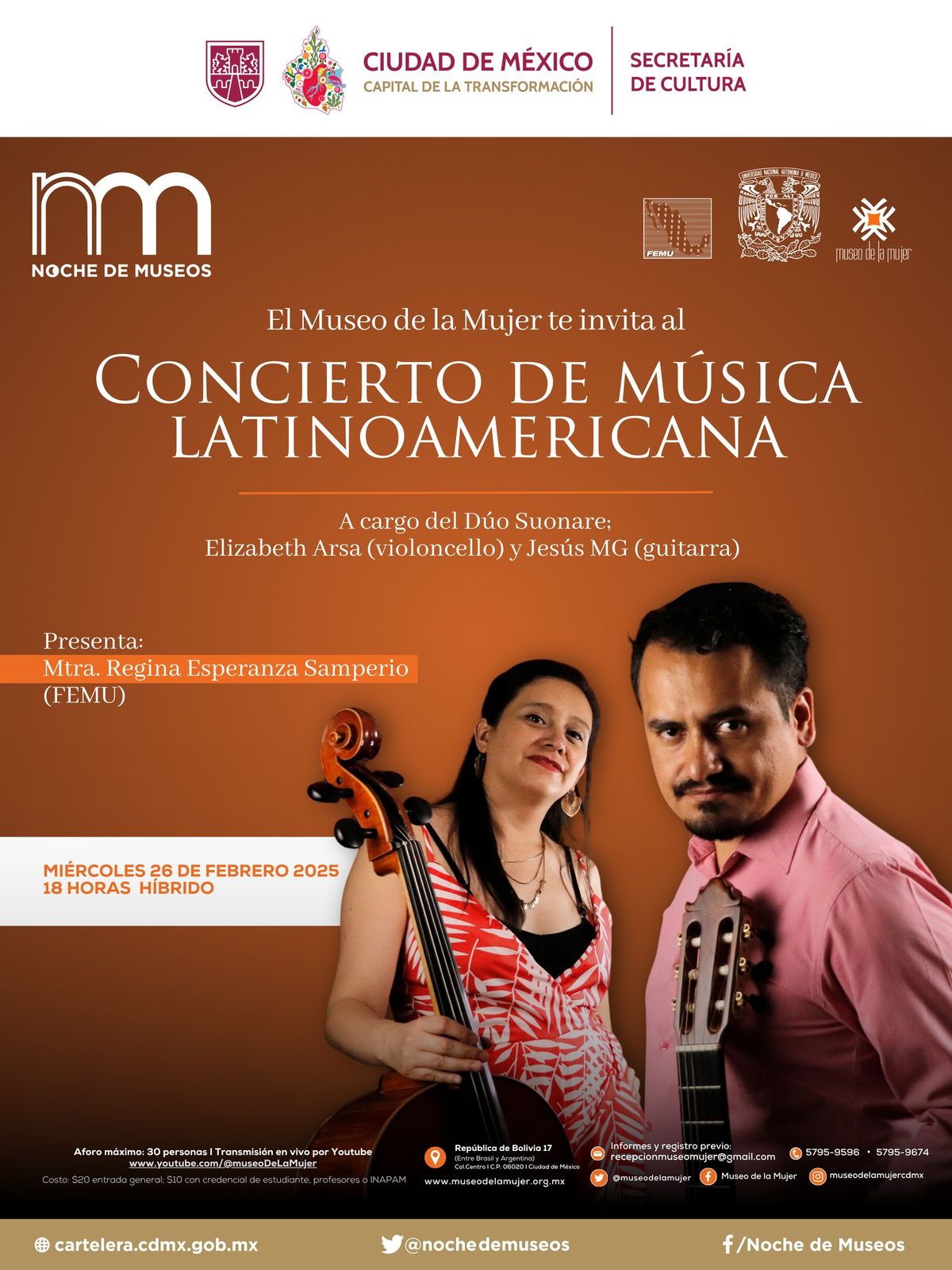 Noche de Museos "Concierto de M\u00fasica Latinoamericana"a