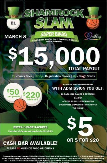 SHAMROCK SLAM $15,000 SUPER BINGO! 