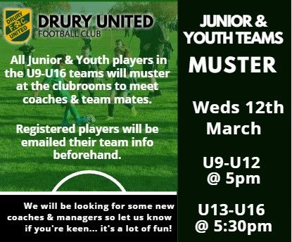 Junior U9-U12 Teams Muster