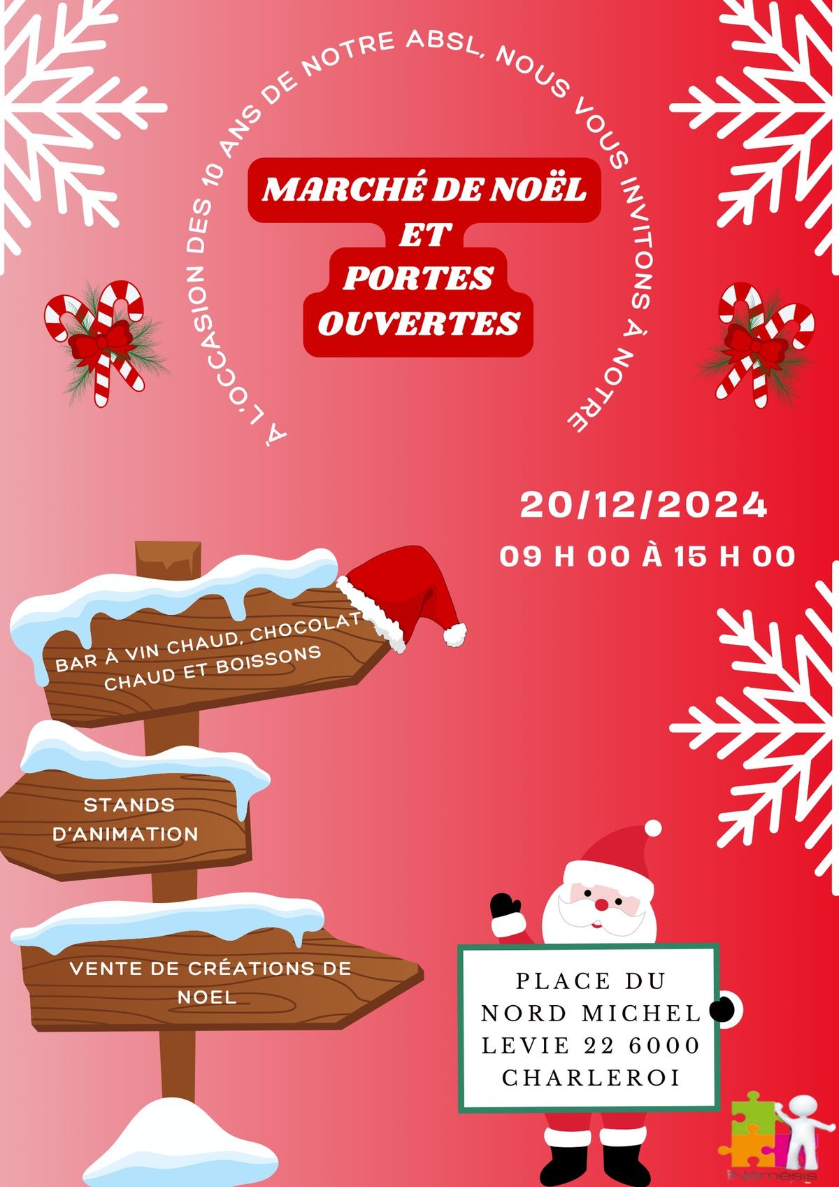 Porte ouverte \/ March\u00e9 de No\u00ebl de l'ASBL N\u00e9m\u00e9sis Charleroi 