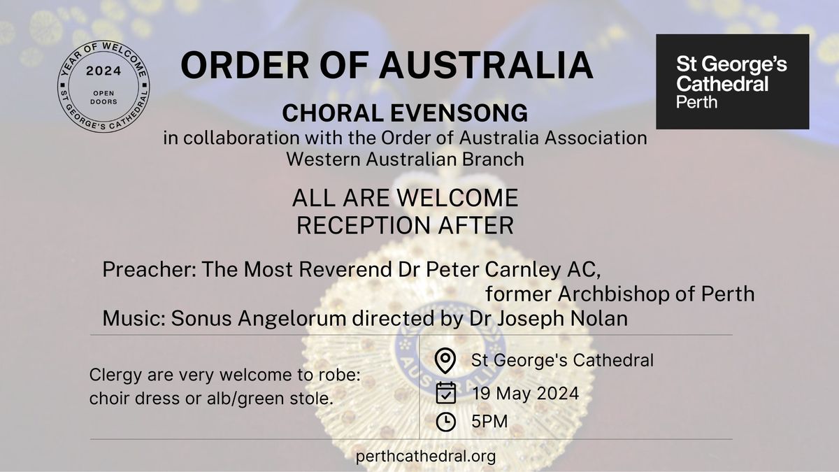 Choral Evensong celebrating the Order of Australia