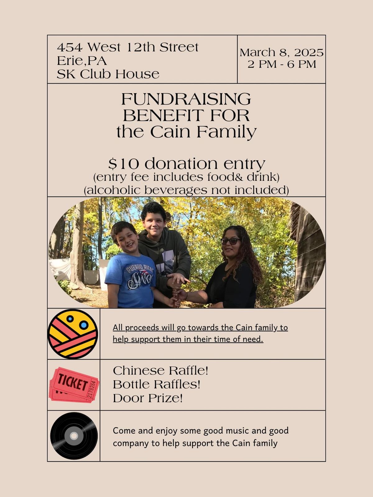 Benefit For the Cain family 