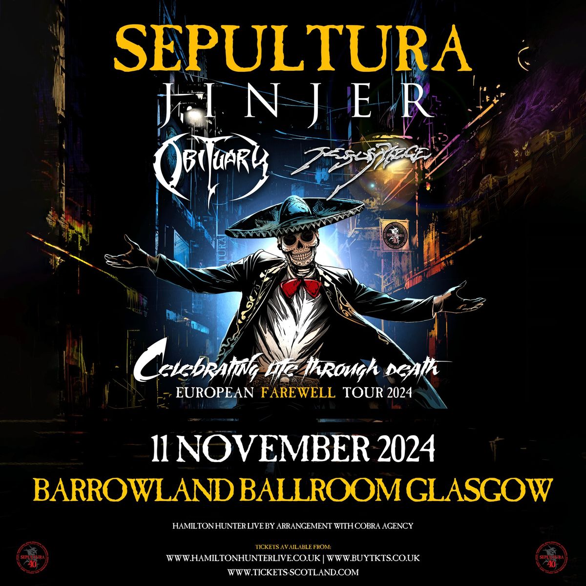 Sepultura - Farewell Tour + Jinjer + Obituary + Jesus Piece - 11th November 2024 - Glasgow