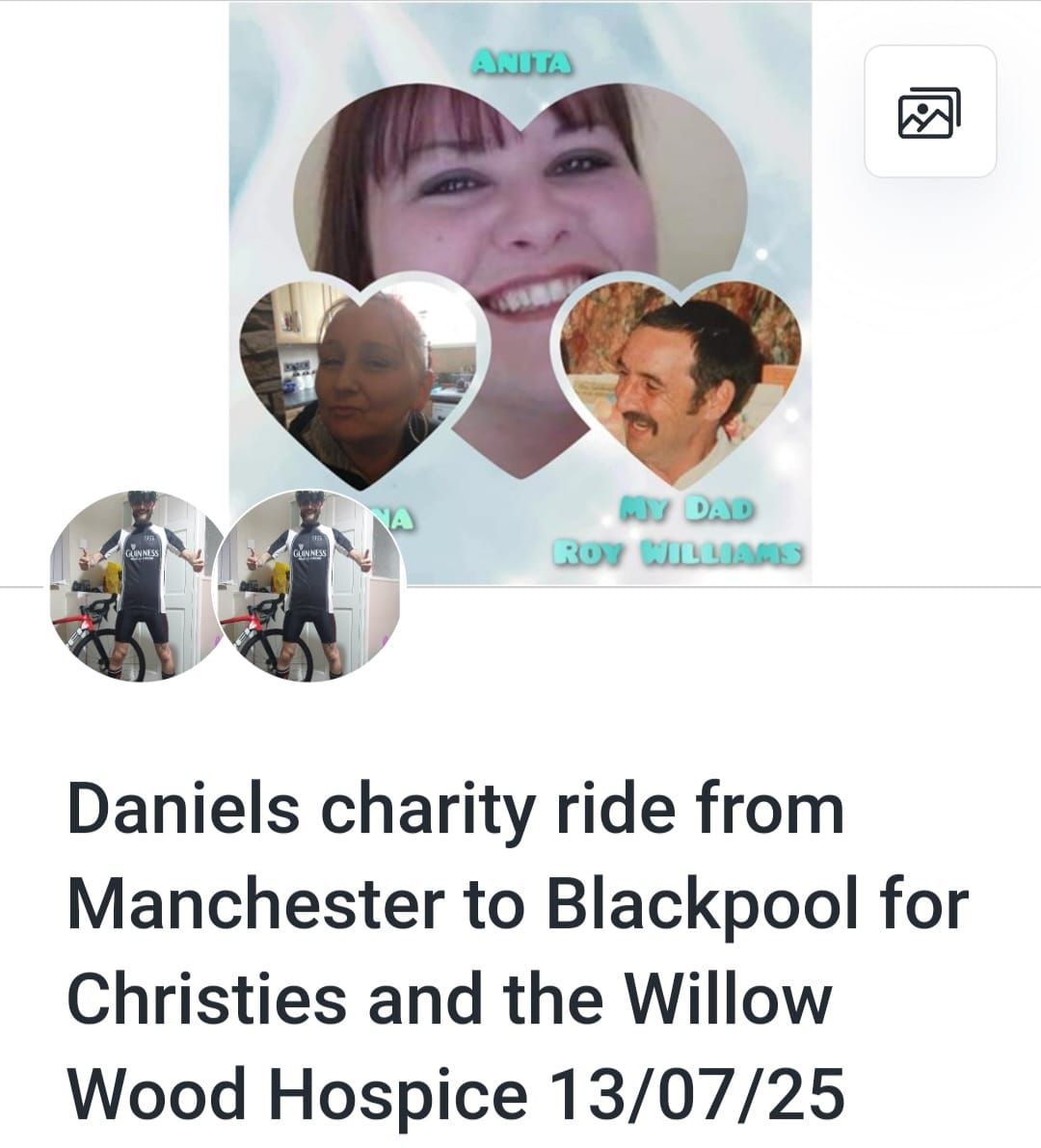 Daniels charity cycle from manchester to blackpool 