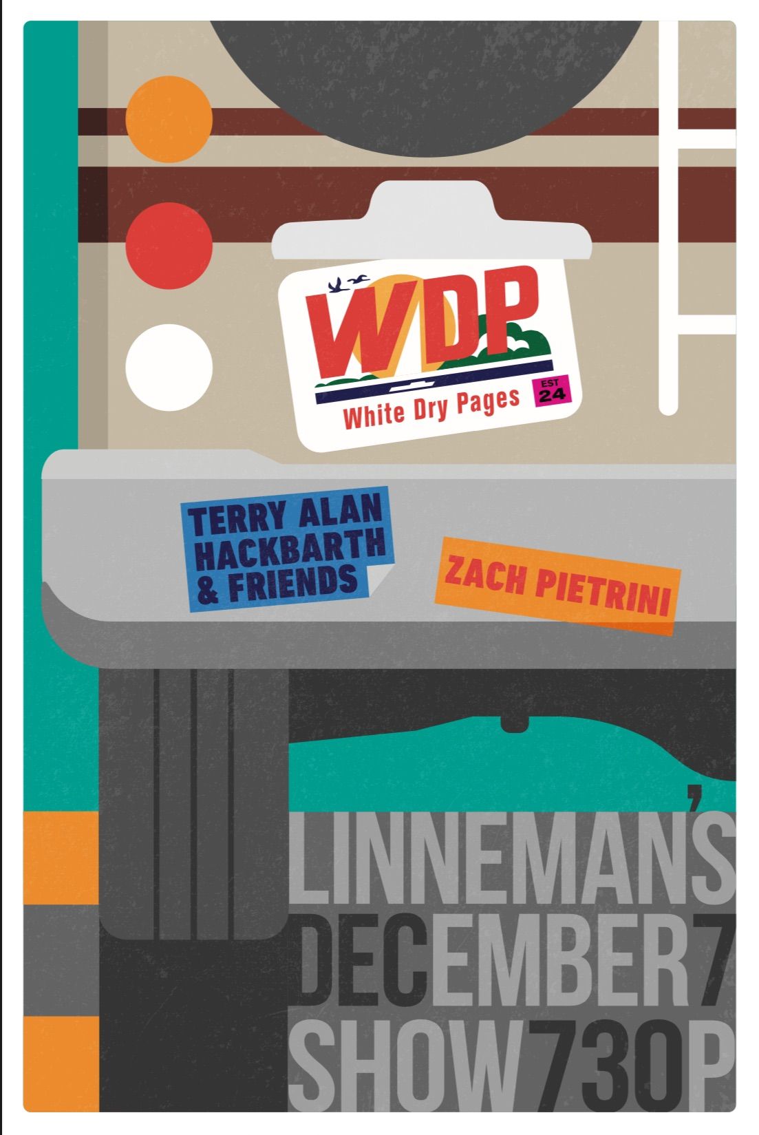 White Dry Pages w\/Terry Alan Hackbarth & Friends and Zach Pietrini @Linneman\u2019s Riverwest Inn 12\/7\/24