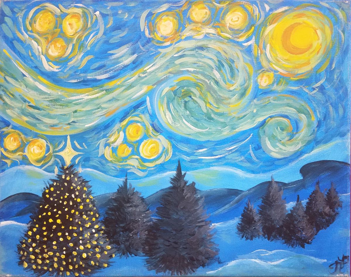 Starry Night Christmas ~ Mimosas Sunday @ Wine and Canvas \u2013 Grand Rapids