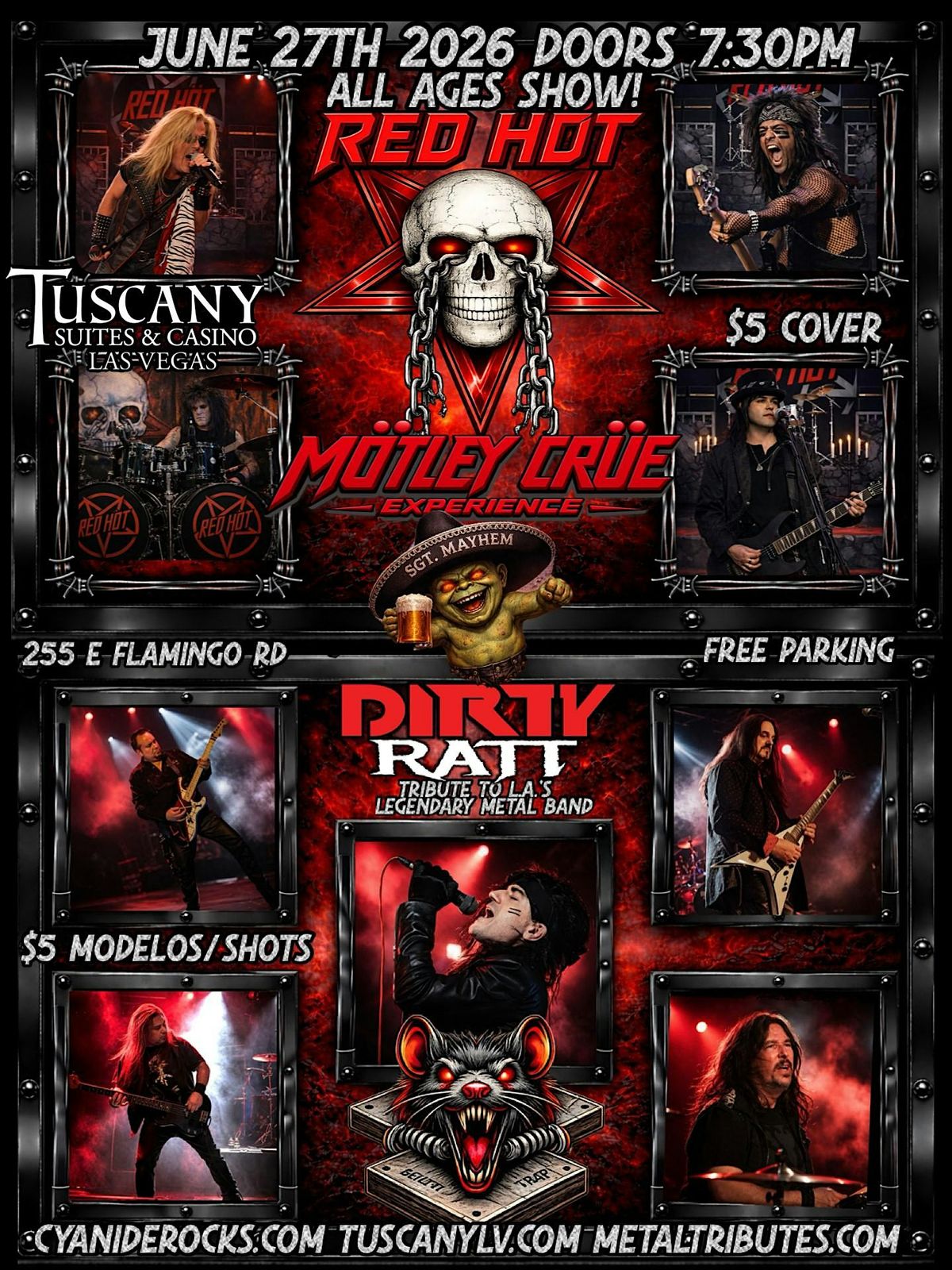 Dirty RATT (RATT Tribute) + Red Hot (M\u00f6tley Cr\u00fce Tribute) | Copa Room