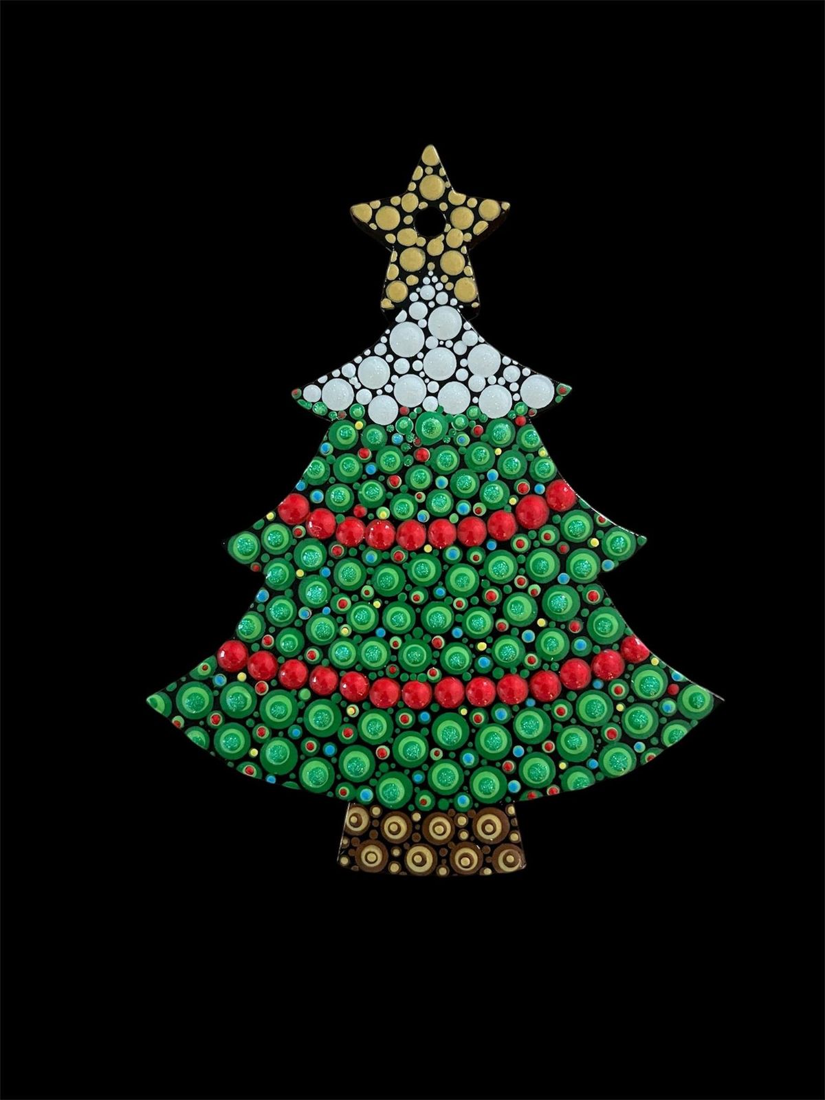 Dotted Snowcap Christmas Tree Ornament 