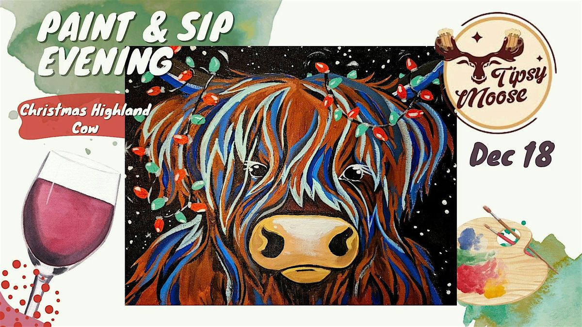 Sip N' Paint Christmas Highland Cow