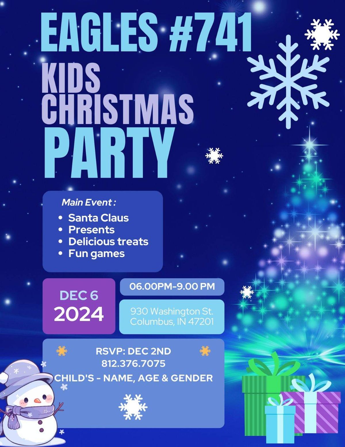 Kids' Christmas Party at Eagles 741