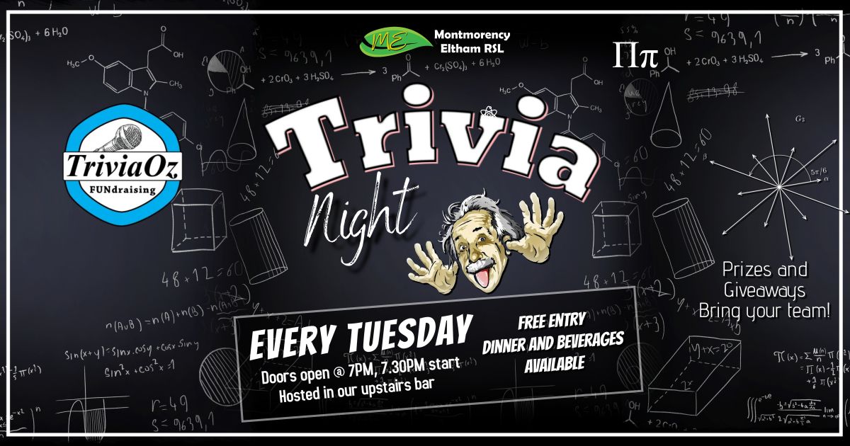 TRIVIA NIGHT with TRIVIA OZ @ MONTMORENCY ELTHAM RSL