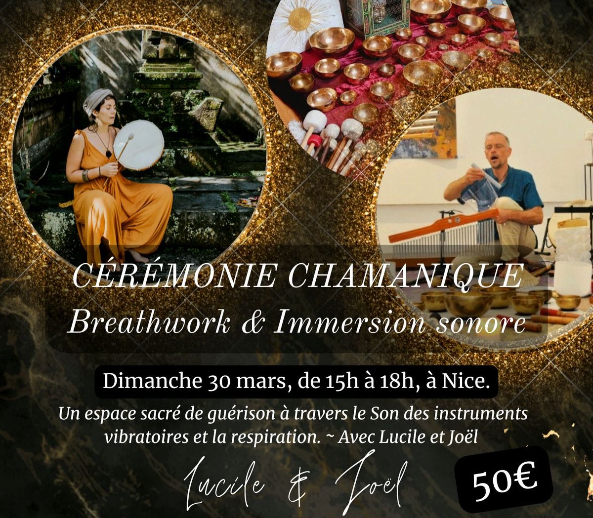 C\u00e9r\u00e9monie chamanique \u2022 Concert Vibratoire & Breathwork ~ avec Joel Berthelot & Lucile \u2022 \u00e0 Nice