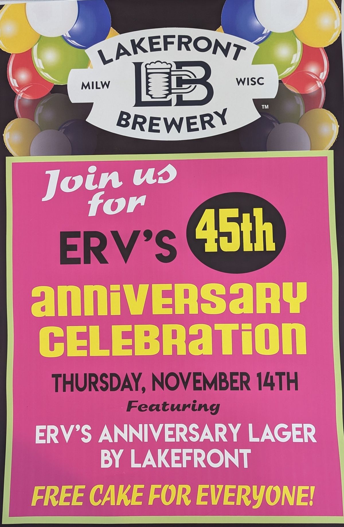 Erv's Mug 45th Anniversary Party