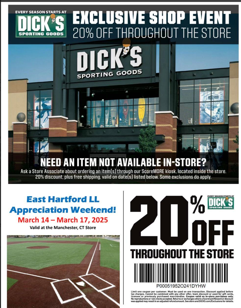 EHLL\u2019s Annual 20% Off Dicks Sporting Goods Weekend! 