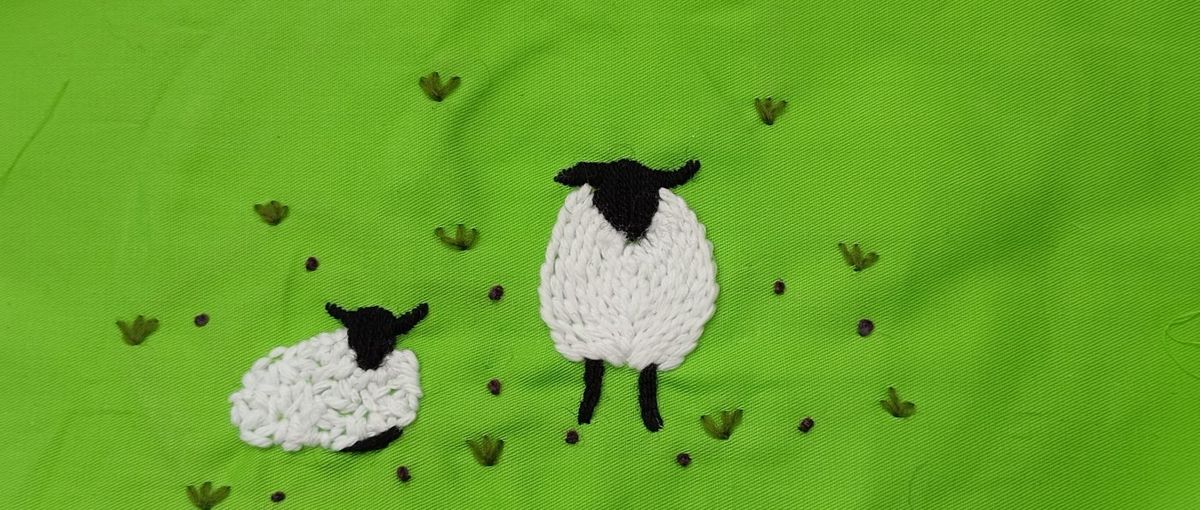 Crewelwork sheep embroidery workshop