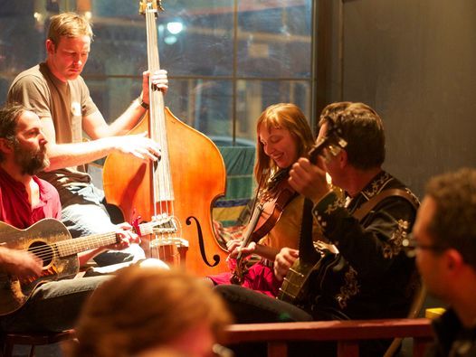 Richie Stearns, Rosie Newton, Ben and Steve at South Hill Cider AKA 'The Rongo Band'