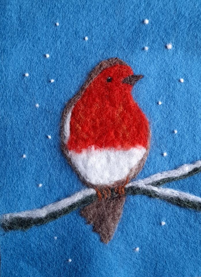 Needlefelted 2D Robin picture. £25pp, Oak Tree Animals' Charity