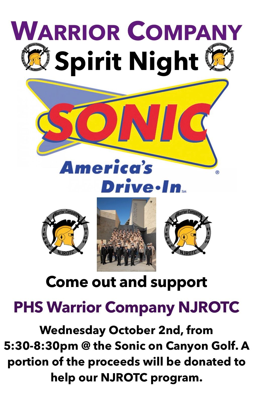 Warrior Company NJROTC Spirit Night