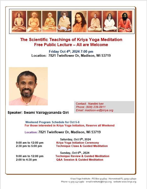 The Scientific Teachings of Kriya Yoga Meditation - Free Public Lecture