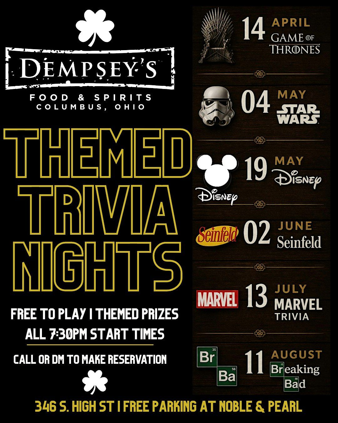 Dempsey's Themed Trivia Nights