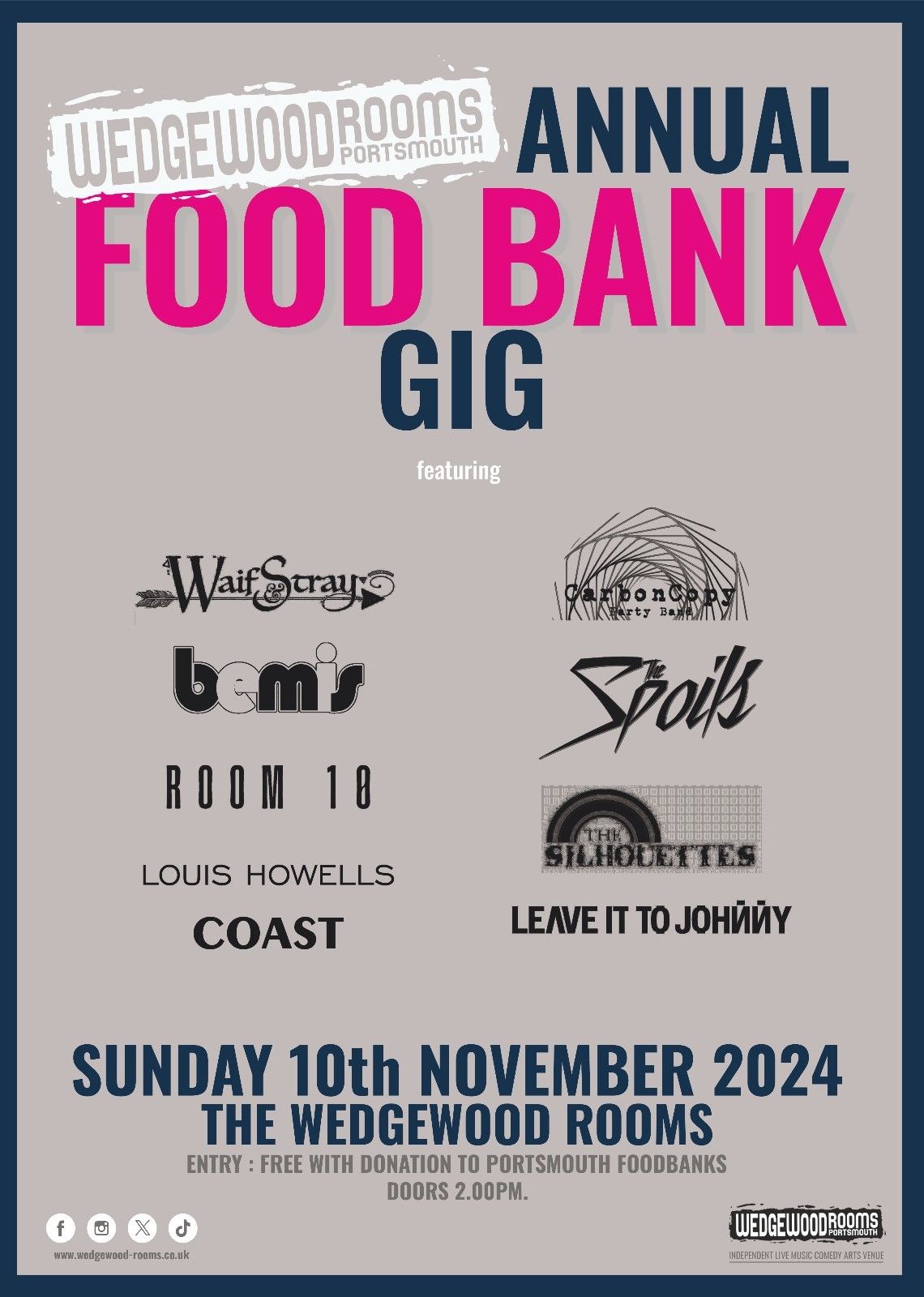 Annual Food Bank Gig - Wedgewood Rooms, Portsmouth - 10.11.24